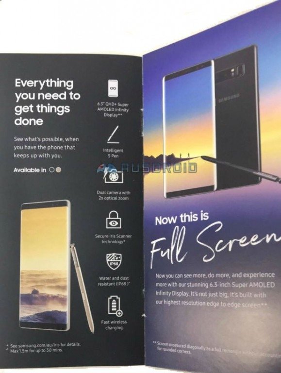 Galaxy Note 8: Ανέβηκαν νέες dummy εικόνες και νέα διαφημιστικά φυλλάδια τα specs της επερχόμενης συσκευής 6
