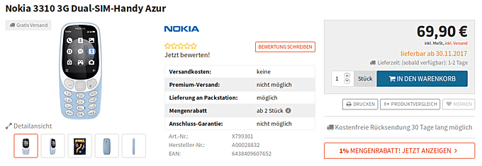 Διαθέσιμο για προ-παραγγελία το Nokia 3310 3G! 1
