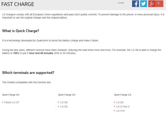 Το επερχόμενο LG G7 παρατίθεται στην επίσημη ιστοσελίδα της εταιρείας με QuickCharge 4.0 1