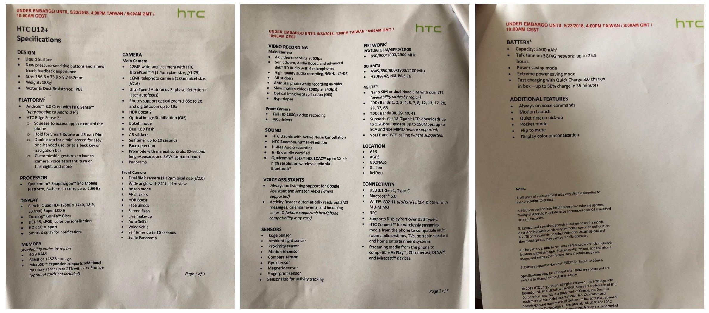 Πλήρης διαρροή εικόνων και πληροφοριών για το HTC U12+ 2