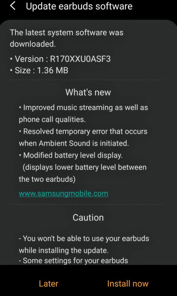 Η ενημέρωση του Samsung Galaxy Buds βελτιώνει την ποιότητα του ήχου, επιδιορθώνει το ζήτημα του Ambient Sound 1