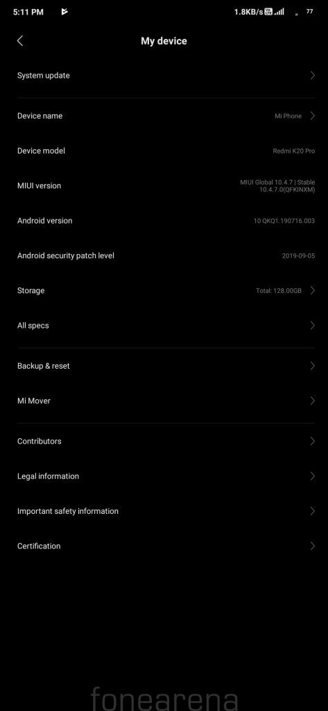 Redmi K20 Pro Android 10 MIUI fonearena 14 473x1024