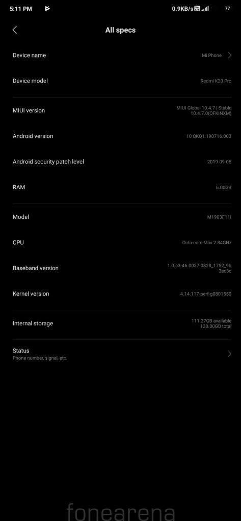 Redmi K20 Pro Android 10 MIUI fonearena 15 473x1024
