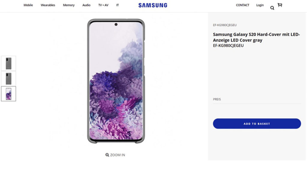 Λαθάκι της Samsung επιβεβαιώνει το όνομα και το σχεδιασμό του Galaxy S20 στο δικό της site 1