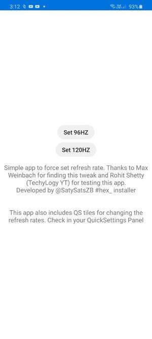 Από τους XDA Developers δημιουργήθηκε εφαρμογή που επιτρέπει την χρήση των 96Hz για την οθόνη του Samsung Galaxy S20 1