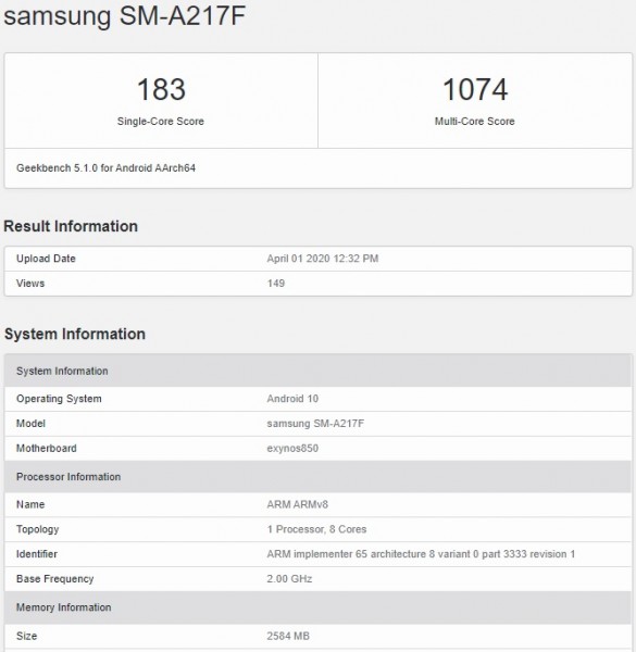 Samsung Galaxy A21s: Η άγνωστη προς το παρόν συσκευή, διέρρευσε μέσω του Geekbench 1