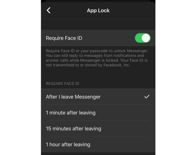 Προς δοκιμή το Face ID και Touch ID για την εφαρμογή Messenger σε iOS 1